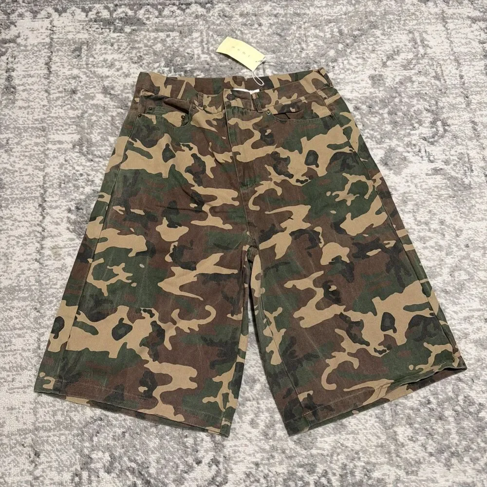 Mnml ULTRA BAGGY CAMO TWILL SHORTS WOODLAND CAMO 31